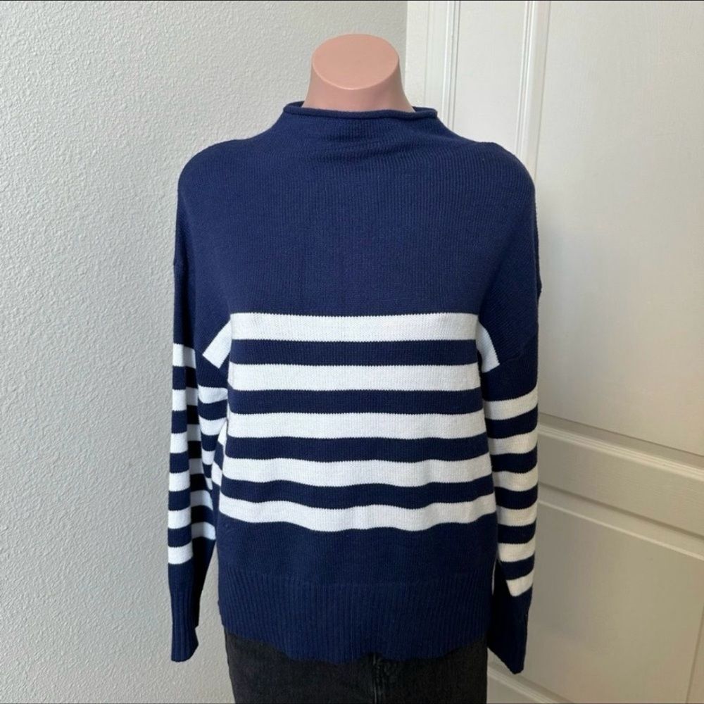 Truth Republic Navy and White Striped Sweater Sz S